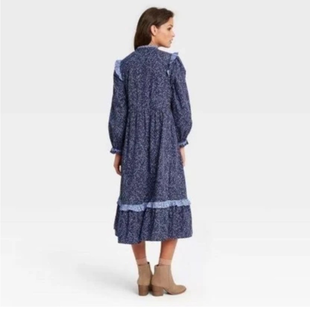 Universal Thread Blue Ruffled Tie Front Sundress - Picture 2 of 6